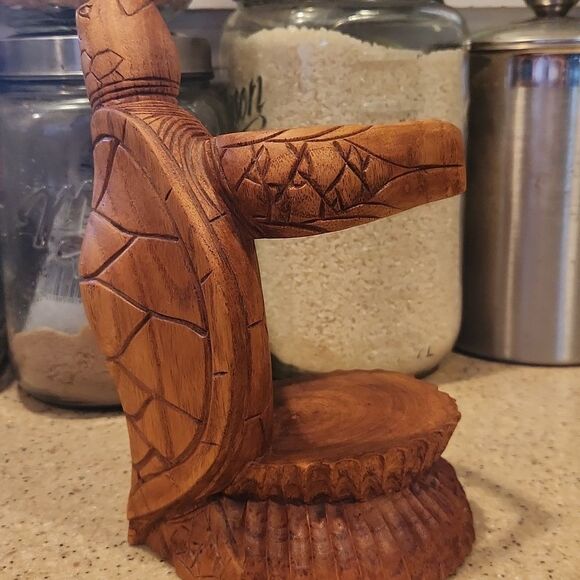 Elegant Brown Wooden Accent Sculpture with Abstract Design - Picture 3 of 5